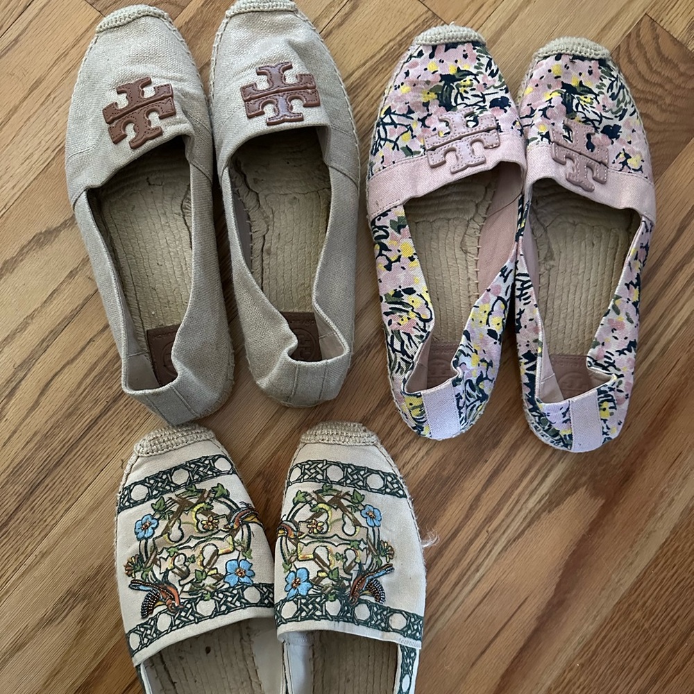 Size 10 Tory Burch Espadrille, set of 3 bundle, loved and now ready for new fun